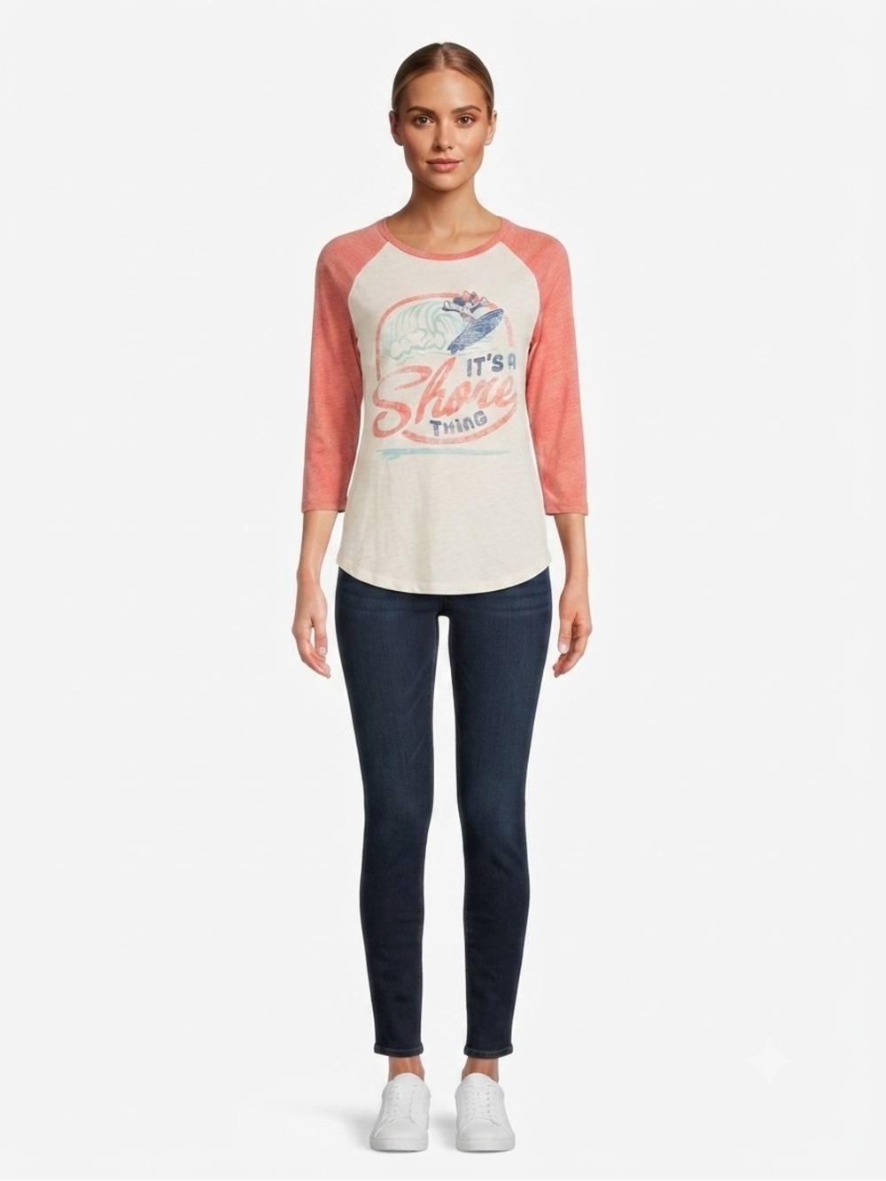 Disney’s Minnie Mouse It’s a Shore Thing Baseball Jersey Tee Medium